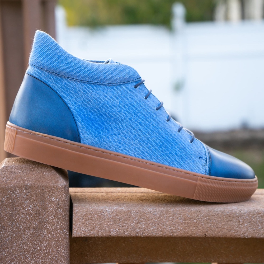 LAST PAIR - NWT KFG Hi Top Calf/Linen Sneaker - Picture 4 of 14